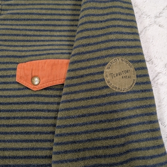 The Territory Ahead Jacket Men's XXL Green Stripe Pullover Fleece ¼ Snap Up - Picture 6 of 7
